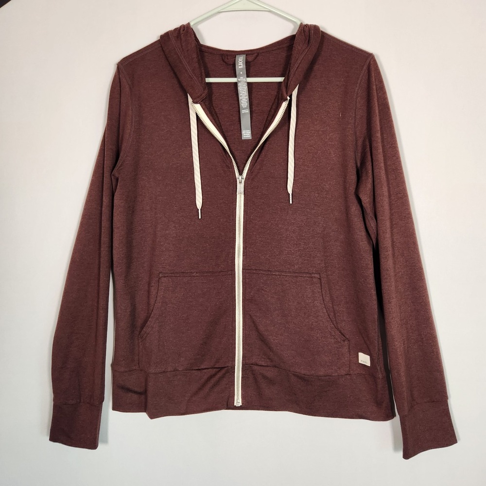 VUORI Women's Halo Performance Hoodie 2.0 in a heathered maroon Size Small